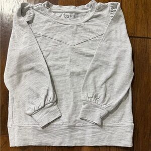 LOFT Light Gray Sweater with Ruffle Shoulders 3/4 Sleeves